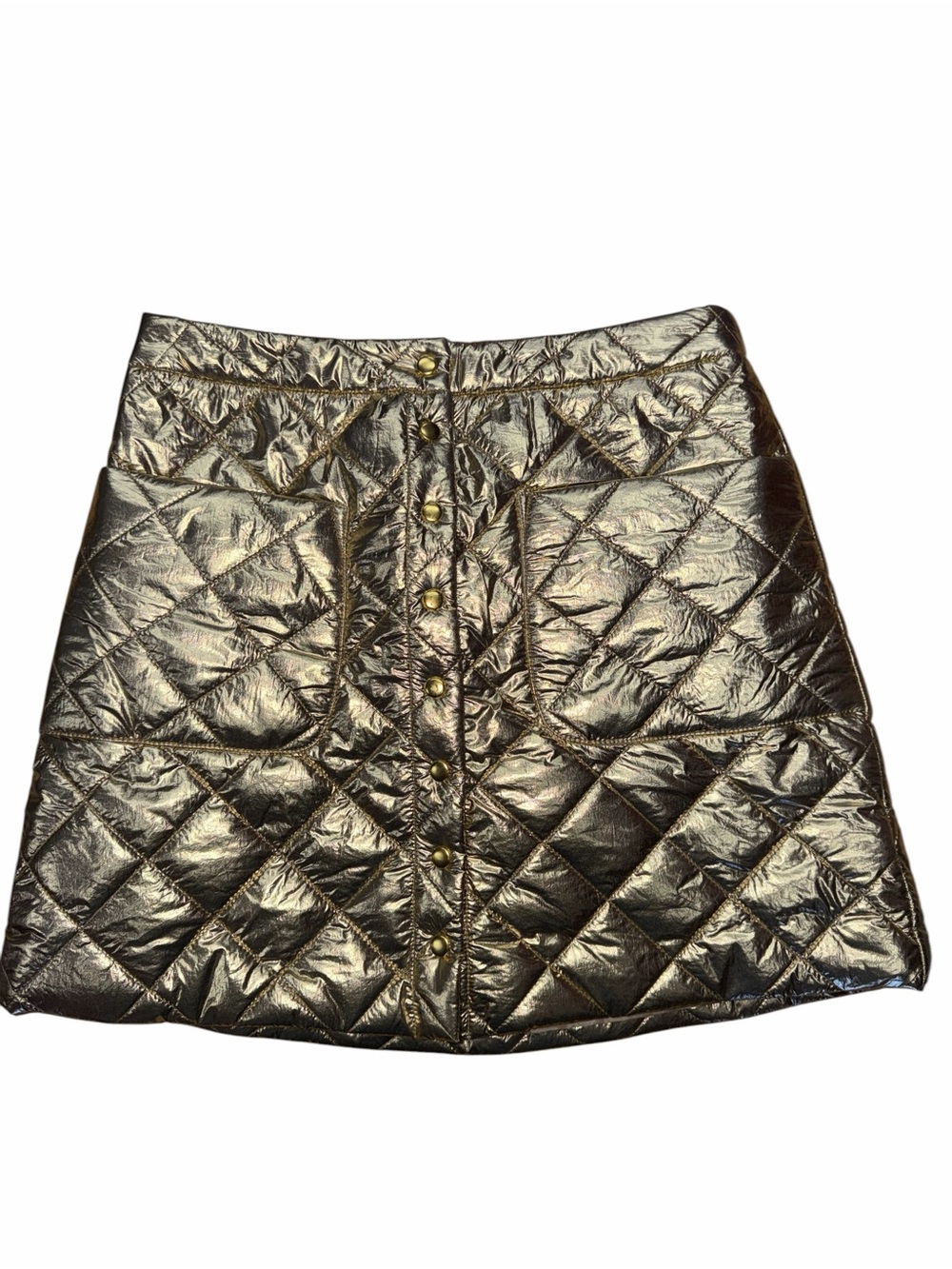 S_3 Frances Valentine Gold Cassidy Metallic Quilted Mini Skirt